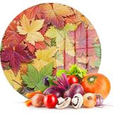 Decovetro Cam Kesme Tahtası Yuvarlak Sonbahar Yaprak Desenli 30x30 Cm