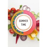Decovetro Cam Kesme Tahtası Yuvarlak Summer Time Desenli