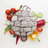 Decovetro Cam Kesme Tahtası Yuvarlak Taş Duvar Desenli 30x30 Cm