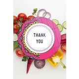 Decovetro Cam Kesme Tahtası Yuvarlak Thank You Desenli