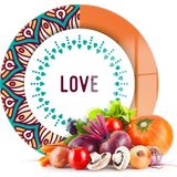 Decovetro Cam Kesme Tahtası Yuvarlak Turuncu Love Desenli 30x30 Cm
