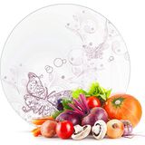 Decovetro Cam Kesme Tahtası Yuvarlak Vintage Kelebek Desenli 30X30 cm