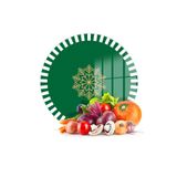 Decovetro Cam Kesme Tahtası Yuvarlak Yeşil Beyaz Kar Tanesi Desenli 30x30 cm
