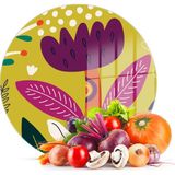 Decovetro Cam Kesme Tahtası Yuvarlak Yeşil Çiçek Desenli 30x30 Cm