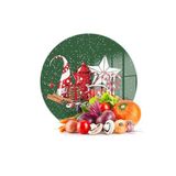 Decovetro Cam Kesme Tahtası Yuvarlak Yeşil Yılbaşı Kar Desenli 30x30 cm
