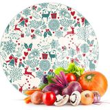 Decovetro Cam Kesme Tahtası Yuvarlak Yılbaşı Desenli 30X30 cm