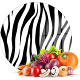 Decovetro Cam Kesme Tahtası Yuvarlak Zebra Desenli 30x30 Cm