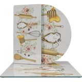 Decovetro Cam Sunum Servis Tabağı 3'lü Karma Set Kitchenware Desenli - Renk - Çok Renkli