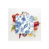 Decovetro Cam Sunum Servis Tabağı Kare Çini Çiçek Desenli 30 x 30 Cm