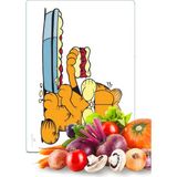 Decovetro Garfield Lazanya Desenli Cam Kesme Tahtası ve Sunumluk 25 x 35 cm - Çok Renkli