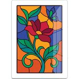 Decovetro Vitray Çiçek Desenli Cam Kesme Tahtası ve Sunumluk 25 x 35 cm - Çok Renkli