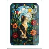 Decovetro Vitray Kedi Doğa Manzara Desenli Cam Kesme Tahtası ve Sunumluk 25 x 35 cm - Çok Renkli