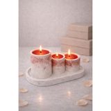 Decovian Home Design Crimson Noir Maıson-Rouge Amour Colection-Taş Tozu Mumluk Mermer Desenli % 100 doğal Vegan soya wax El yapımı Mum - 4'lü