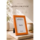 DecovianHomeDesign Doğal Ahşap Modern Ayaklı 10x15 Fotoğraf Çerçevesi | Turuncu Renkli Masaüstü Çerçeve | Resimsiz