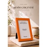 DecovianHomeDesign Doğal Ahşap Modern Ayaklı 15x21 Fotoğraf Çerçevesi | Turuncu Renkli Masaüstü Çerçeve | Resimsiz