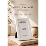 DecovianHomeDesign Doğal Ahşap Modern Ayaklı Tekli 10x15 Fotoğraf Çerçevesi | Beyaz Renkli Masaüstü Çerçeve |resimsiz