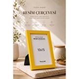 DecovianHomeDesign Doğal Ahşap Modern Ayaklı Tekli 10x15 Fotoğraf Çerçevesi | Sarı Renkli Masaüstü Çerçeve | Resimsiz