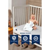 Decovilla %100 Pamuk Fitted Sıvı Geçirmez Bebek ve Çocuk Yatak Koruyucu Alez, Park Yatak Beşik Yatak Alezi - 60 x 120 cm - Beyaz