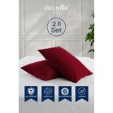 Decovilla Micro Fermuarlı Yastık Alezi Sıvı Geçirmez 2 Li Set Yastık Koruyucu 50X70 - Kırmızı - 50 x 70 cm