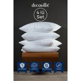 Decovilla Micro Fermuarlı Yastık Alezi Sıvı Geçirmez 4 Lü Set Yastık Koruyucu 50X70 - Beyaz - 50 x 70 cm