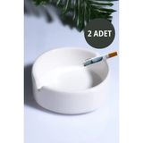 Decovio 2 Adet Mat Seramik Kül Tablası Sade Yuvarlak Kül Tabağı Küllük 10 cm - Beyaz