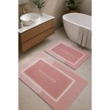 DECOVİST HOME Kaymaz Tabanlı Yıkanabilir 2’li Düz Pembe Banyo Paspası ve Klozet Takımı – Modern Banyo Halısı