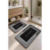 DECOVİST HOME Kaymaz Tabanlı Yıkanabilir 2’li Düz Siyah Banyo Paspası ve Klozet Takımı – Modern Banyo Halısı