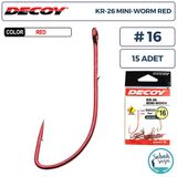 Decoy Kr-26 Mini-Worm Tırnaklı Delikli Olta İğnesi Kırmızı #16 (15 Adet)