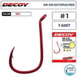 Decoy KR-31R Octopus Delikli Olta İğnesi Kırmızı #1 (7 Adet)