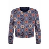 Ded COLLECTION Kadın Bohem Renkli Mandala Desenli Fermuarlı Scuba Bomber Ceket