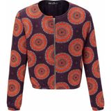 Ded Collection Kadın Canlı Turuncu Motifli Fermuarlı Scuba Bomber Ceket - Mor