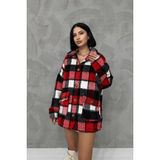 Ded Collection Kadın Ekose Desenli Yumoş Kumaş Oversize Astarlı Kaban Ceket - 001 Siyah - S - M
