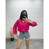 Ded Collection Kadın Salaş Oversize Gömlek - 00469 Fuşya