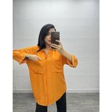 Ded Collection Kadın Salaş Oversize Gömlek - 51R-Turuncu