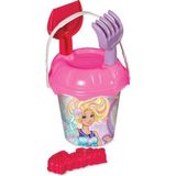 Dede Barbie Temalı Küçük Kova Set (Suluklu) Pembe Renkli 5 Parça Plaj Oyun Seti