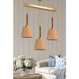Dede Cakalı Üçlü Sarkıt Avize Ceviz Abajur Şapkalı 50x61 cm