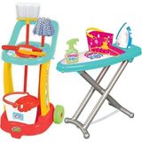 Dede Candy Oyuncak Temizlik Arabası ve Candy Oyuncak Ütü Masası Eğitici Oyuncak Set - Çok Renkli
