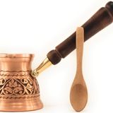DEDE Copper - IST Serisi (Orta-9.6 fl.oz) - En Kalın Katı Bakır Oyma Türk Yunan Arapça Cezvesi, Ocak Üstü Kahve Makinesi, Cezve, Jezve, Jazva, Jazzve, Ibrik, Briki (Mat)