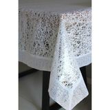 Dede Ev Tekstil 120X150 cm Dantel Kenar Pvc Muşamba Masa Örtüsü - Beyaz - 120 x 150 cm