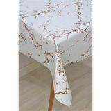 Dede Ev Tekstil Elyaf Astarlı Silinebilir Muşamba Masa Örtüsü Modern Mermer Kahve - 1068-DDHOME-001 - Kahverengi - 140 x 140 cm