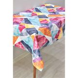Dede Ev Tekstil Elyaf Astarlı Silinebilir Pvc Muşamba Masa Örtüsü 1182-1RENKLIÜÇGENLER - Mavi - 100 x 140 cm