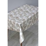 Dede Ev Tekstil Elyaf Astarlı Silinebilir Pvc Muşamba Masa Örtüsü 165-A Yapraklı - 140 x 180 cm - Bej