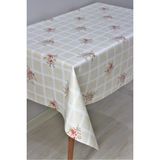 Dede Ev Tekstil Elyaf Astarlı Silinebilir Pvc Muşamba Masa Örtüsü Krem Çiçek - 130 x 160 cm