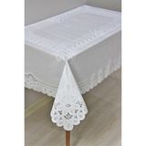 Dede Ev Tekstil Hazır Dantel Görünümlü Silinebilir PVC Muşamba Masa Örtüsü Zincir - 120 x 150 cm - Beyaz