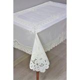 Dede Ev Tekstil Hazır Dantel Görünümlü Silinebilir Pvc Muşamba Masa Örtüsü Zincir - 140 x 180 cm - Krem