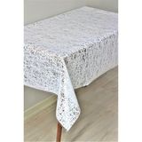 Dede Ev Tekstil Pvc Şeffaf Kaplama Muşamba Masa Örtüsü - Çaprazipdesen - 033D - Gri - 140 x 140 cm