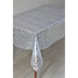 Dede Ev Tekstil Pvc Şeffaf Kaplama Muşamba Masa Örtüsü - Çaprazipdesen - 033D - Gümüş - 140 x 300 cm