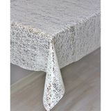 Dede Ev Tekstil Pvc Şeffaf Kaplama Muşamba Masa Örtüsü - Çaprazipdesen - 033D - Krem - 140 x 220 cm