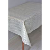 Dede Ev Tekstil Pvc Şeffaf Kaplama Silinebilir Masa Örtüsü Çapraz Hasır - 140 x 180 cm - Krem