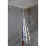 Dede Ev Tekstil Statik Silinebilir Masa Örtüsü Cam Buzlama 0,18 Kalınlığında şeffaf desenli 0014-MINIÇIÇEK - Beyaz - 140 x 220 cm